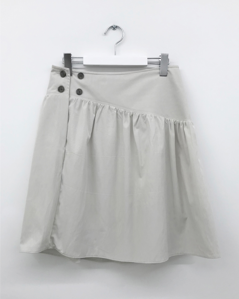 Marine button midi skirt (3color)