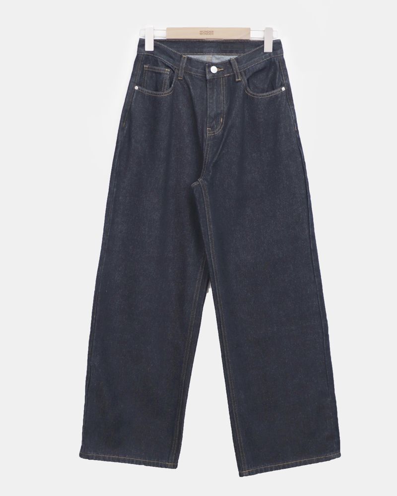 Rakit Raw Denim Back Buckle Wide Denim Pants