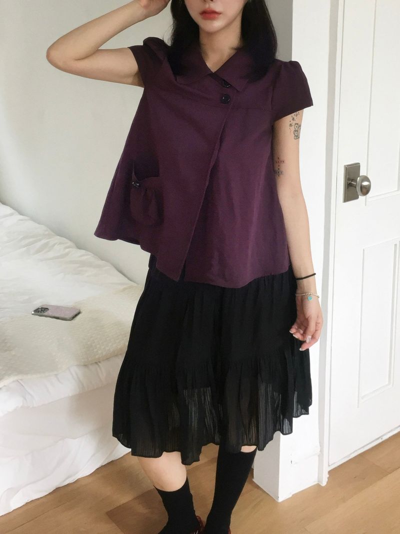 Mori two-button collar pocket blouse (4c)