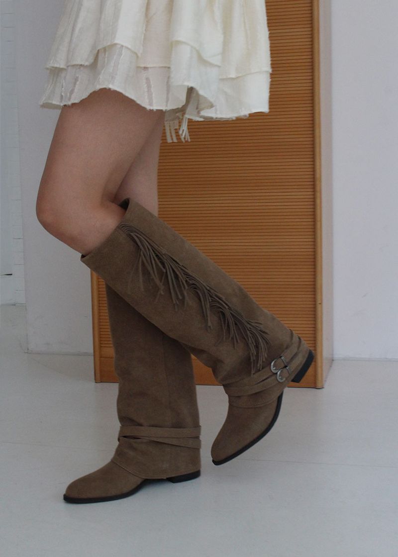 FRINGE SUEDE LONG BOOTS
