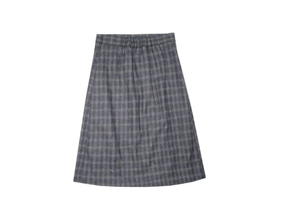 (WOOL) CHECK PLEATS MIDI SKIRT