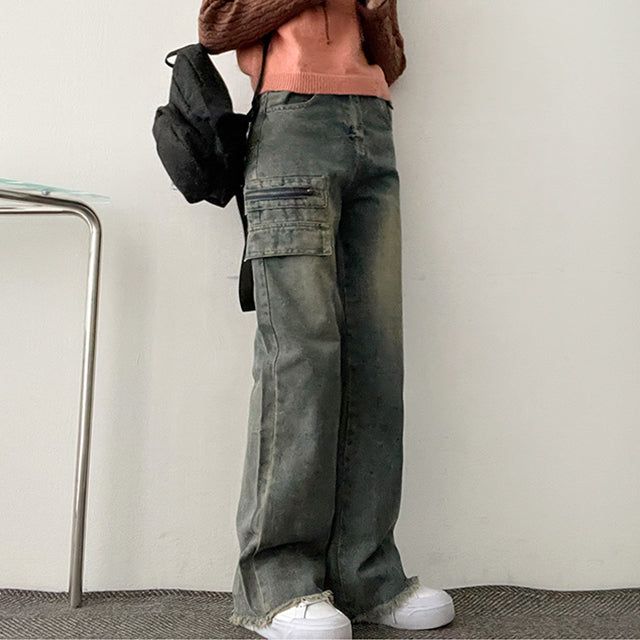 hijjoo(ハイチュー)の「lock vintage cutting washing zipper pocket denim pants(Pants)」