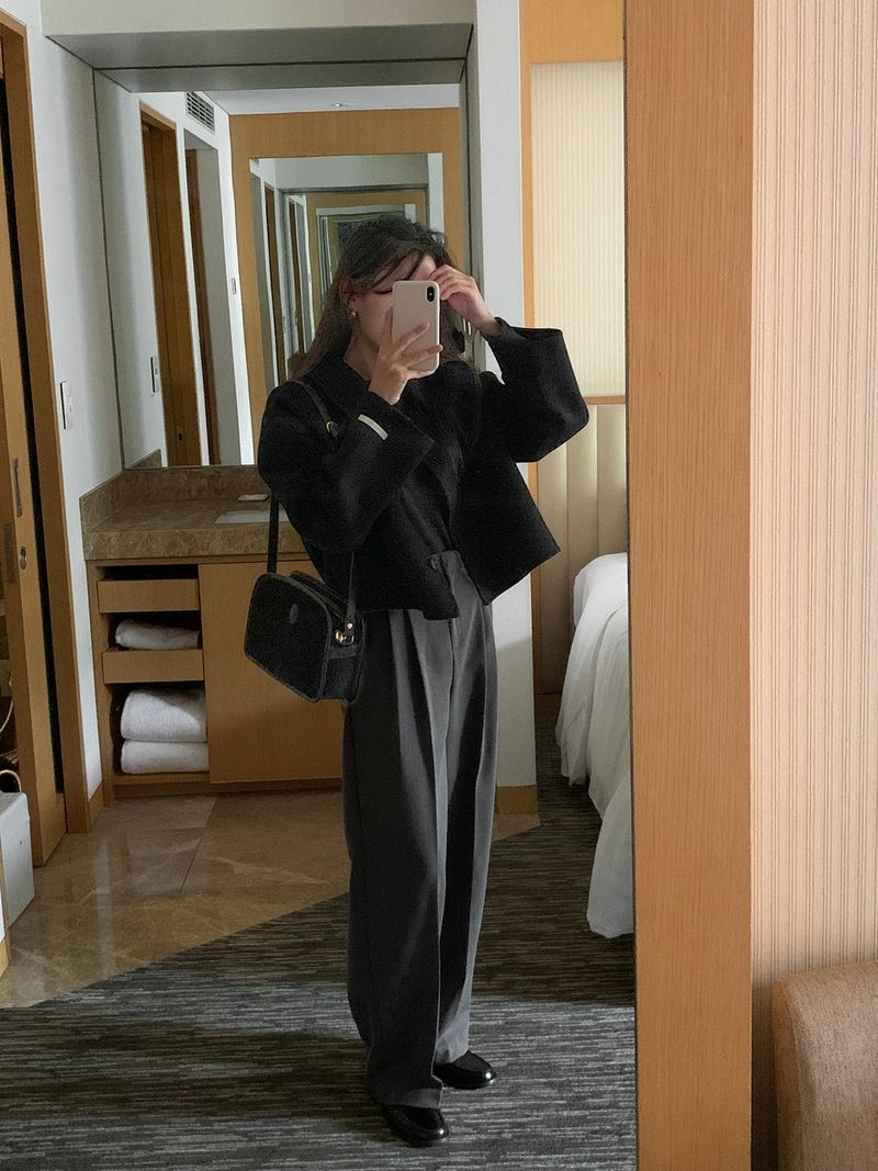 luch wool pintuck wide slacks