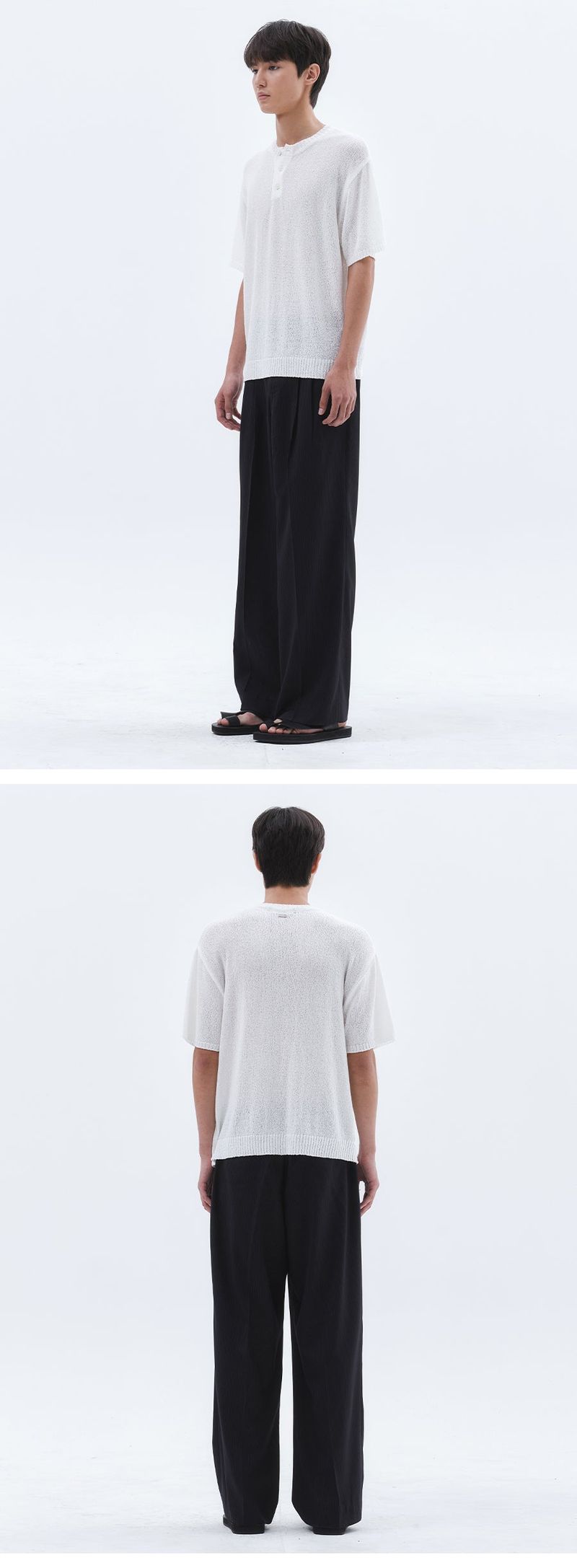 Cloud Summer Henley Neck Knit_White