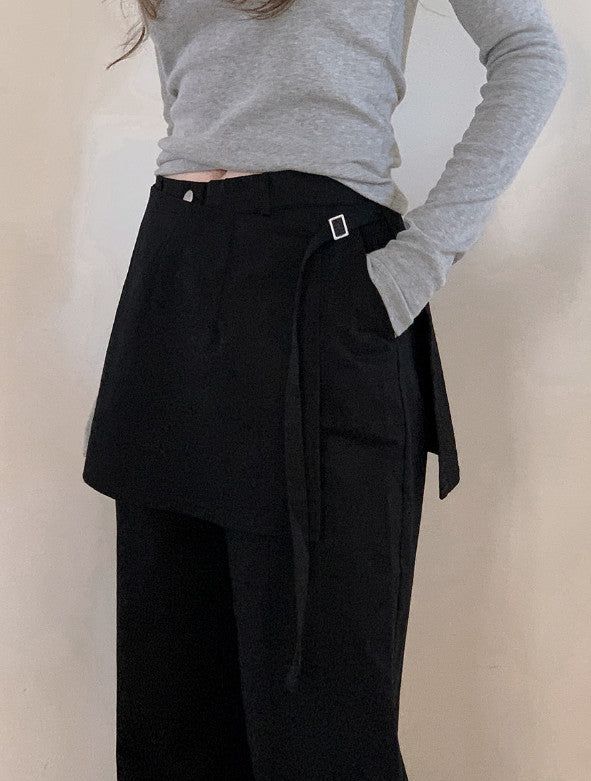 SHOPPERLAND（ショッパーランド）の「Daily レイヤードラップミニスカート + ワイドスラックスセット (3color)（パンツ）」