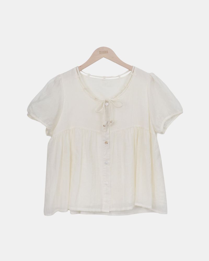 Yoka String Short-Sleeve Blouse