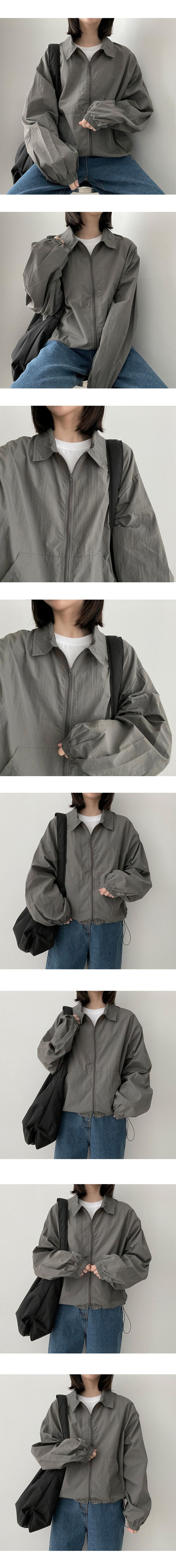 Lancy String Nylon Collar Windbreaker