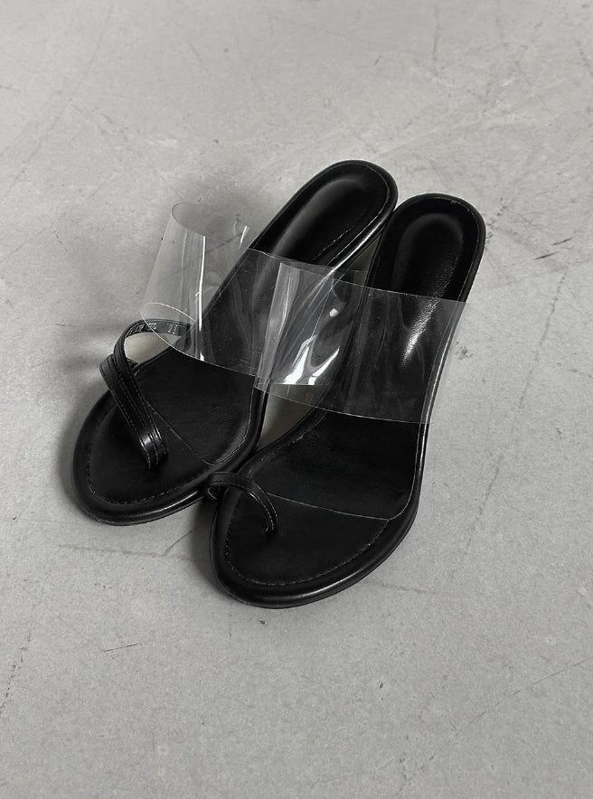 1207 Unbalanced Strap Sandals Wedge Heels (8cm)