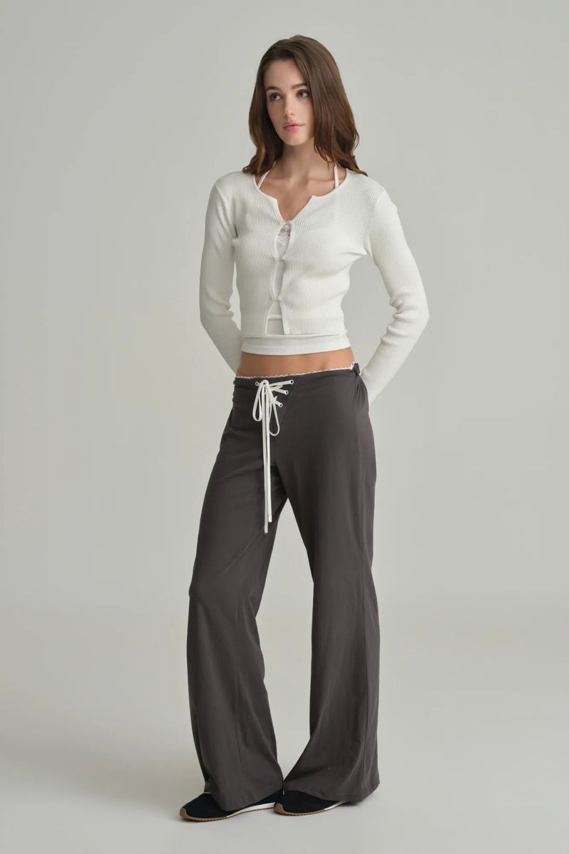 Ivy lace-up pants, Charcoal