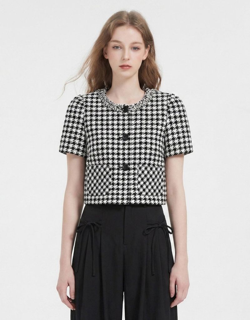 TWEEDY-A（ツウィーディア）の「[PRE-FALL] [ATELIER] アンディ ハウンドトゥース パフ ショートスリーブ ジャケット ブラック（ジャケット/アウター）」