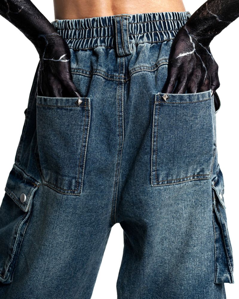 DENIM-FLEECE HYBRID PANTS