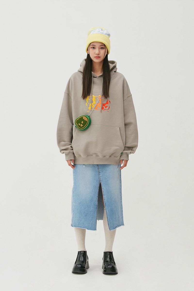 Flame Bear Hoodie_Wood Grey