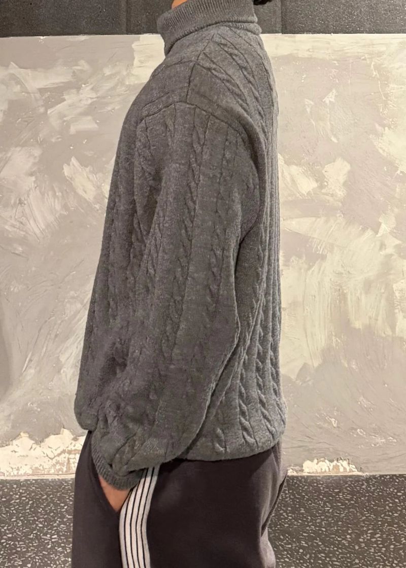 High-Neck Cable Half-Zip Up Knit 6COLOR