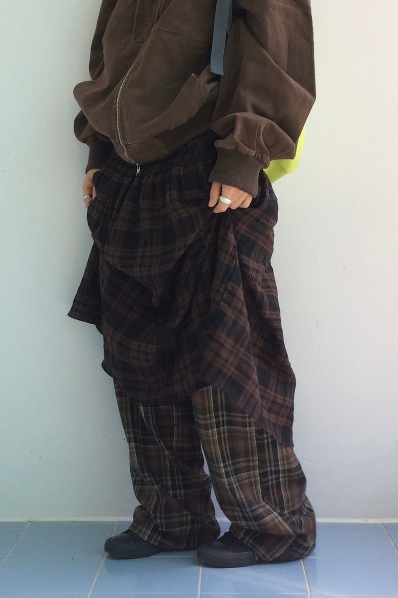 dusty checkered long skirt