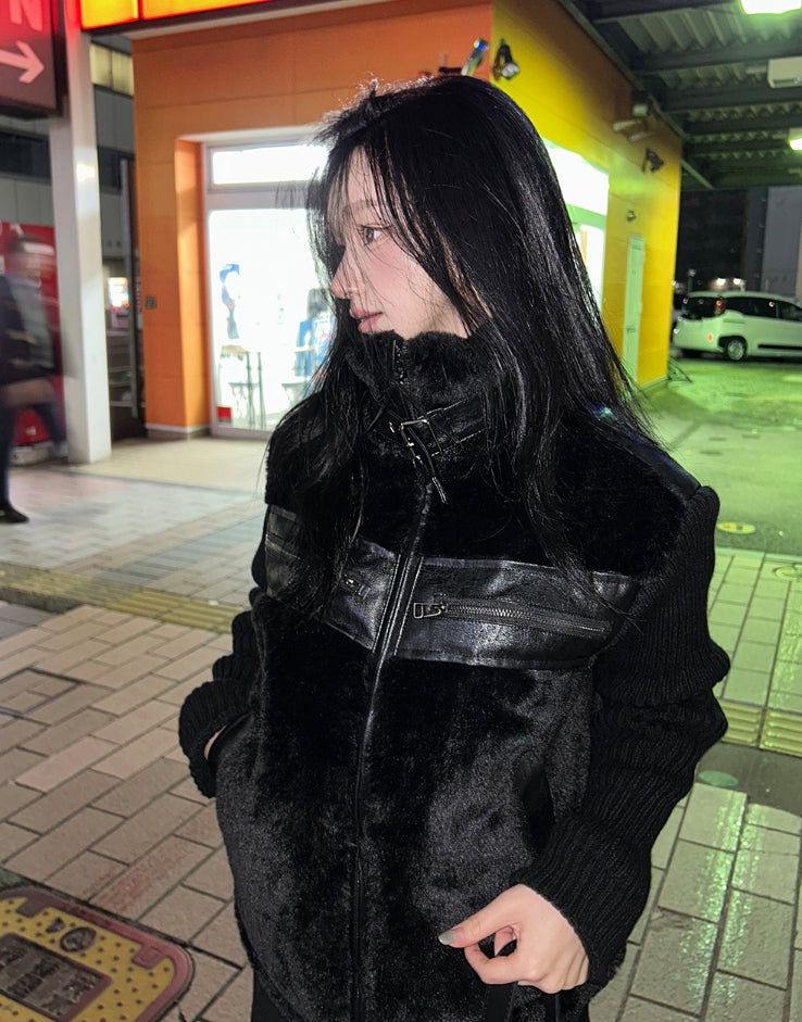 Trimmed Fur Leather Mustang + Knit