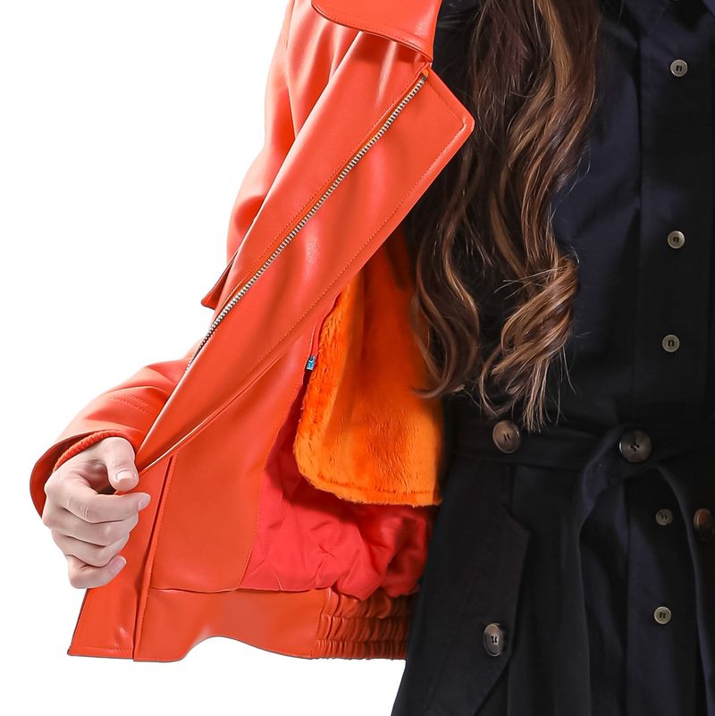 RIDERS LEATHER BOMBER ORANGE