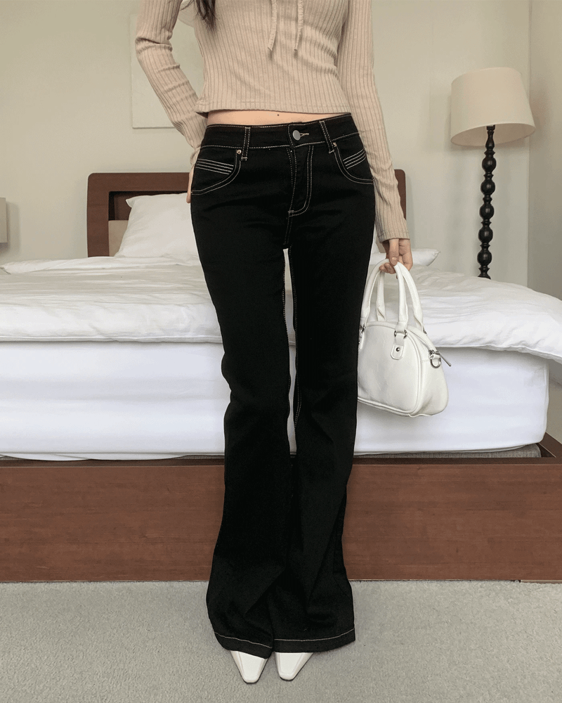 GUSTA（グスタ）の「Pilot Line Yellow Stitch Low-rise Bootcut Pants（Pants）」