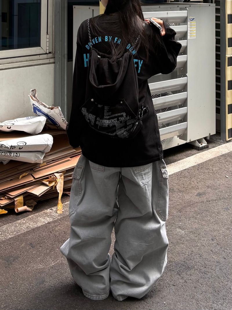 denim button cargo pants