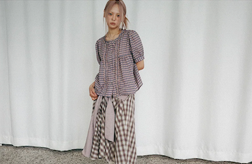 Check Tie Skirt (beige)