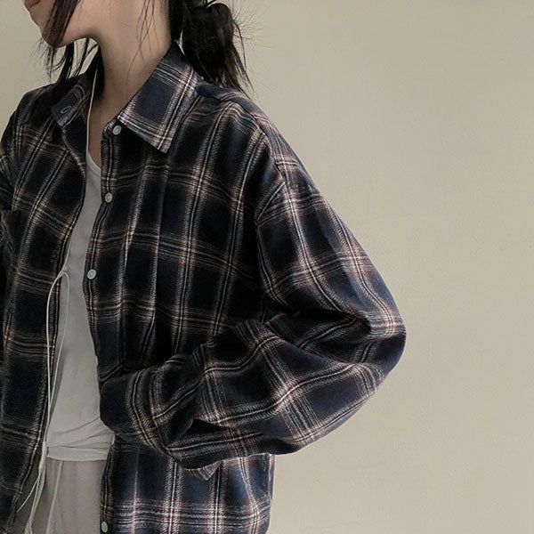 Sand Planning Oversized Checkered Shirt Shirt