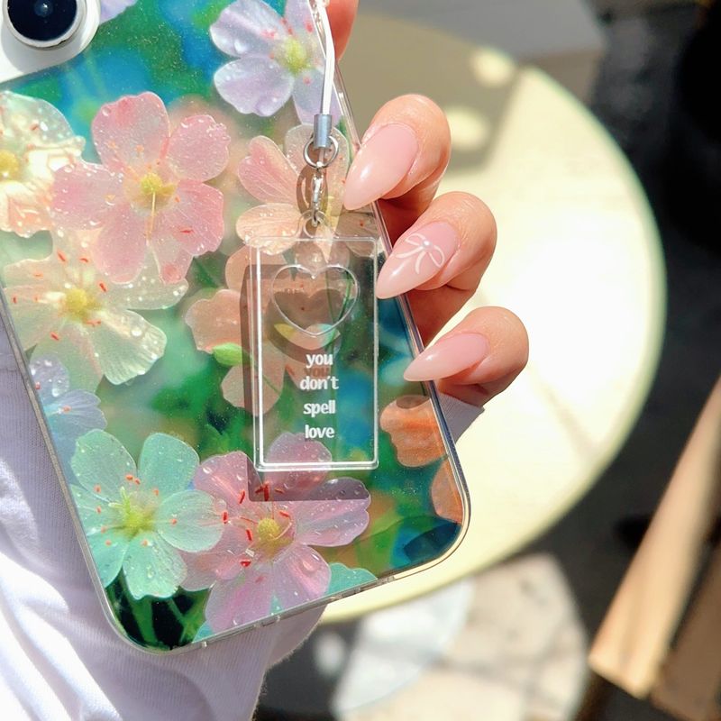 [SET]Pastel blur flower case + charm