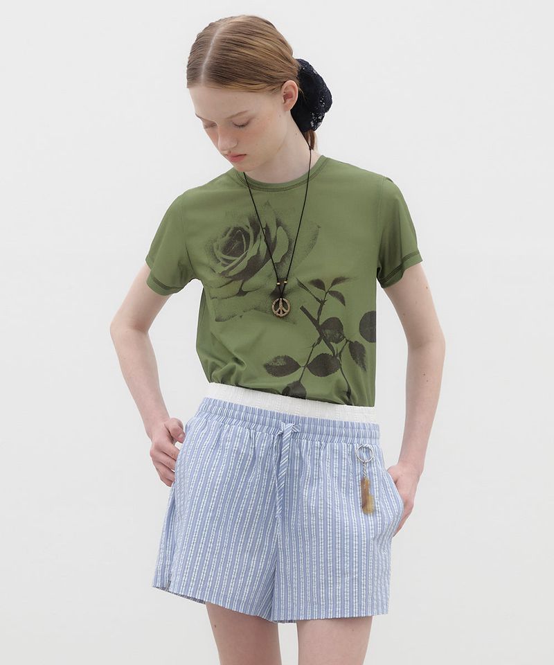 Rose Printed T-shirt - Green