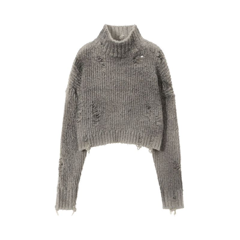 ULKIN（オルキン）の「[23FW LSD COLLECTION] Spray Turtleneck Crop Sweater_Grey（Tops）」