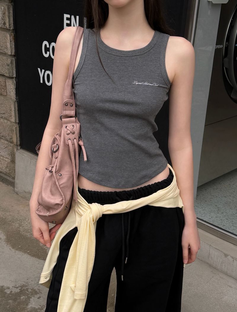[ORIGINAL] Rocker Lettering Ribbed Sleeveless