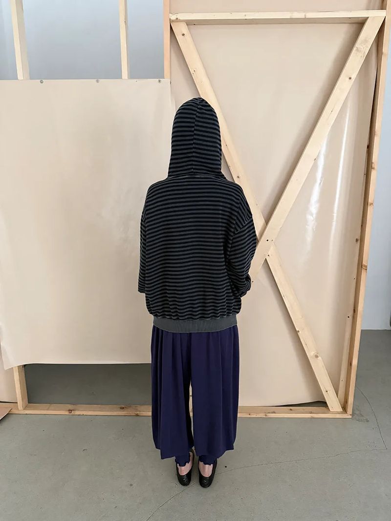  stripe washing hood zip-up