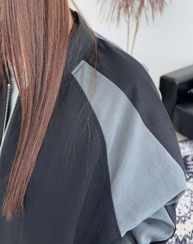 Veil crop color matching blouson