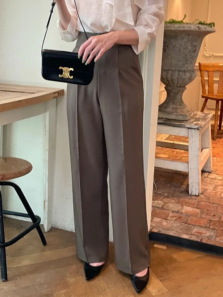 Bette High Waist Two-Button Pintuck Wide Slacks