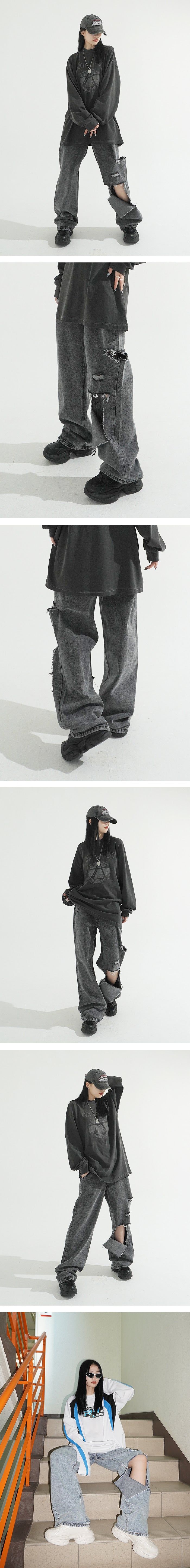 Washing Snow Wide Denim PT