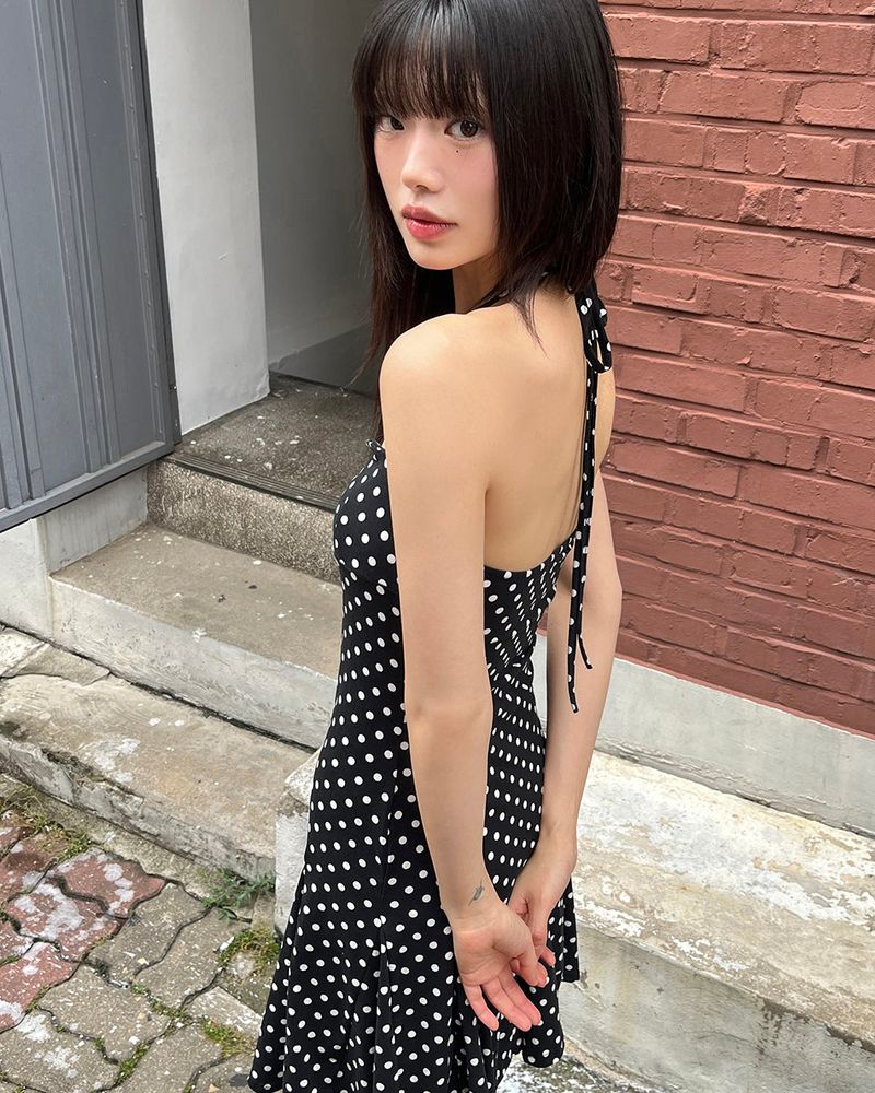 Merlo Dot Halterneck Strap Dress