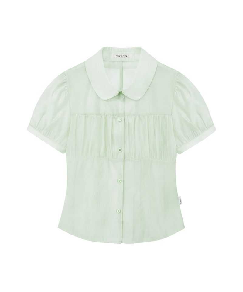 SHIRRING SHEER BLOUSE PISTACHIO