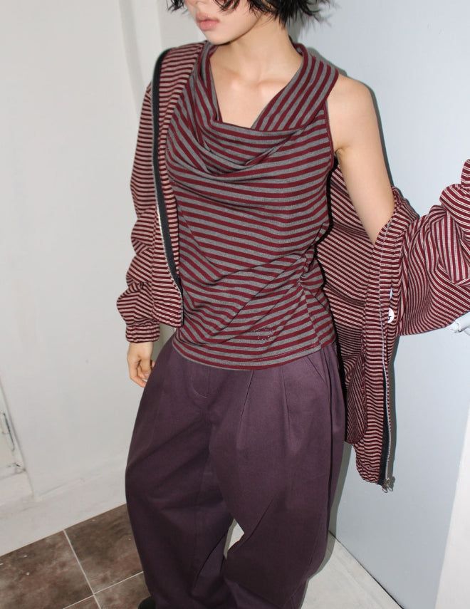 NERD STRIPE HOOD ZIP-UP