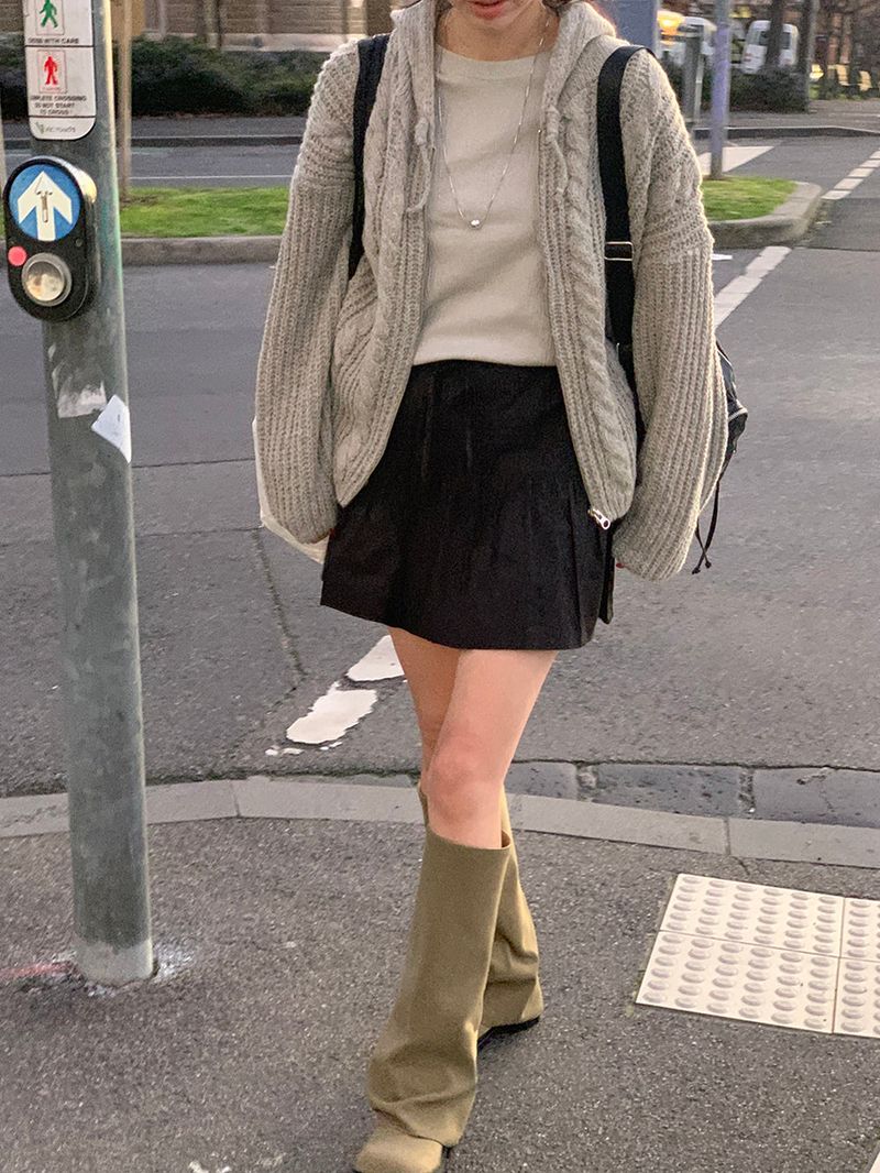 [MADE] Sorbet Twisted Knitted Hooded Cardigan
