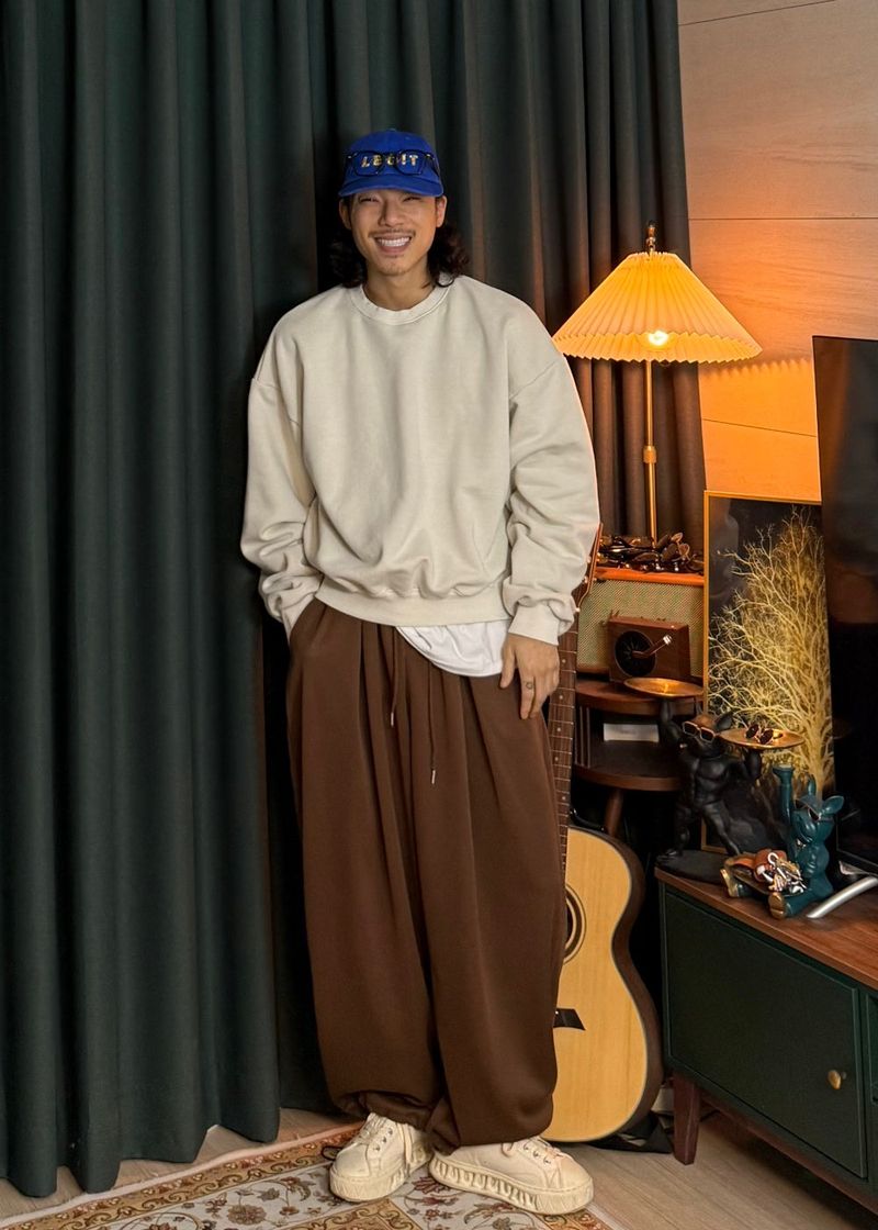 Double-pleated wide string pants 5COLOR