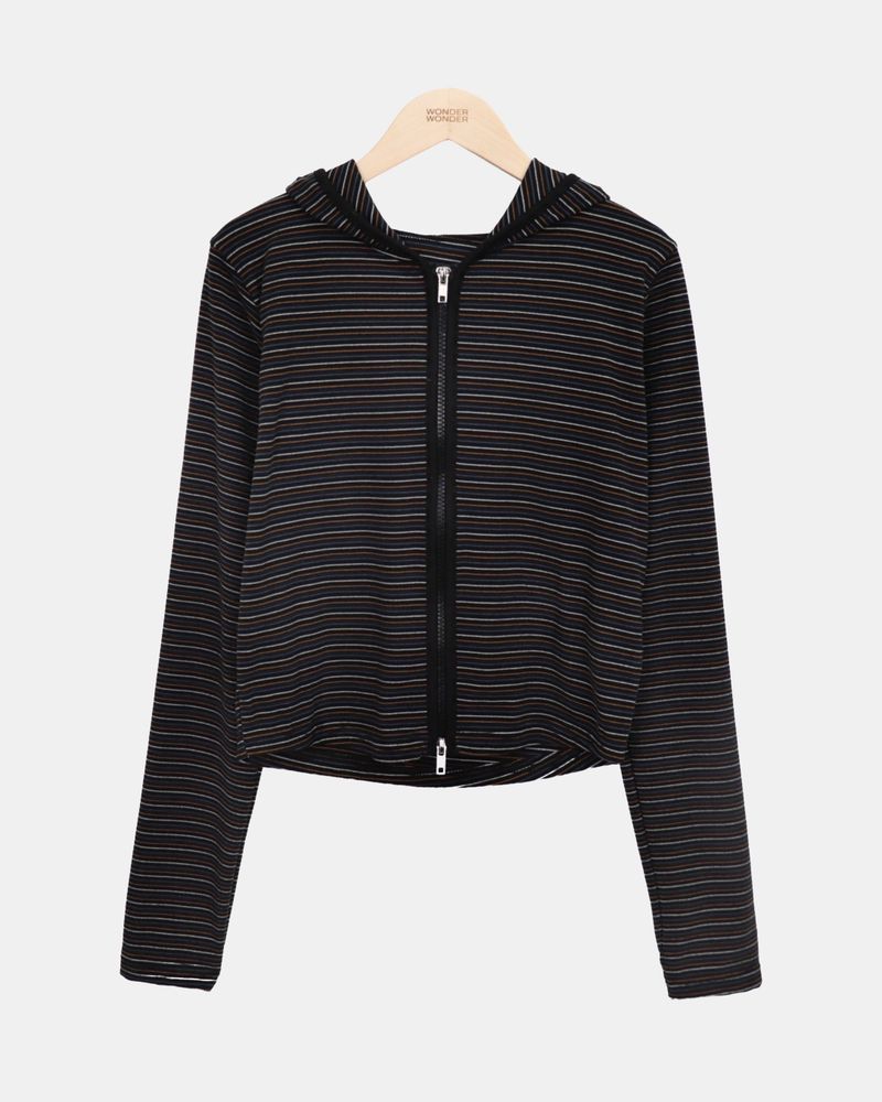 Roban Slim Stripe 2way Hoodie Zip-Up
