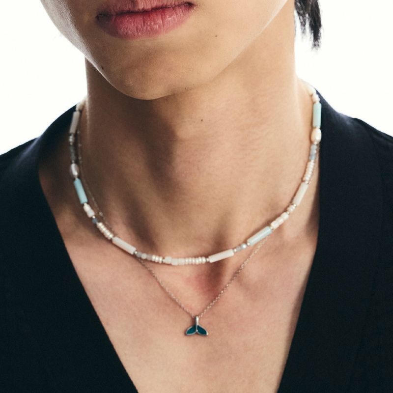 [SET]whale & mother pearl stone necklace