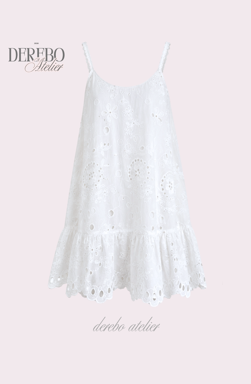 Punching Daisy White Sleeveless Dress 