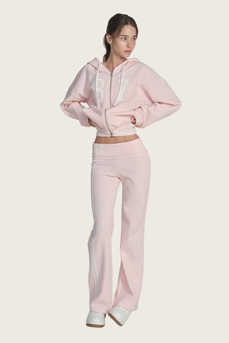 87 Waffle hooded zip-up, Pink