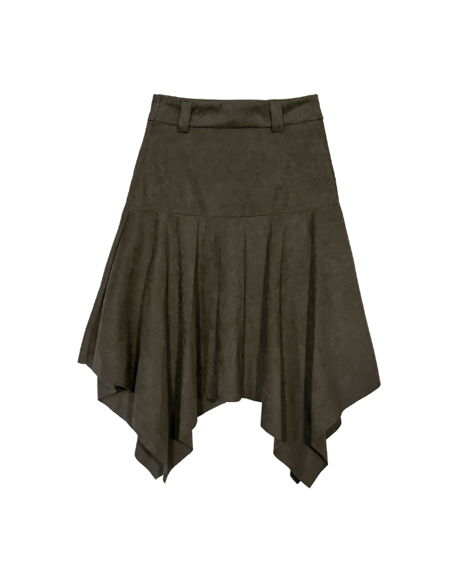 brondy matte suede asymmetric sk