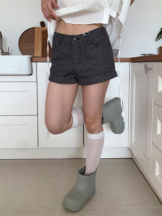 NONFADE DOT DENIM SHORTS (2C)