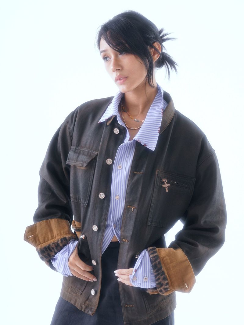 SIGNATURE BACK PATCH HAND-STITCHED CROSS PATCH POCKET STRIPED SHIRT