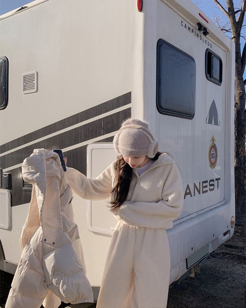 Fleece anorak & pants set up