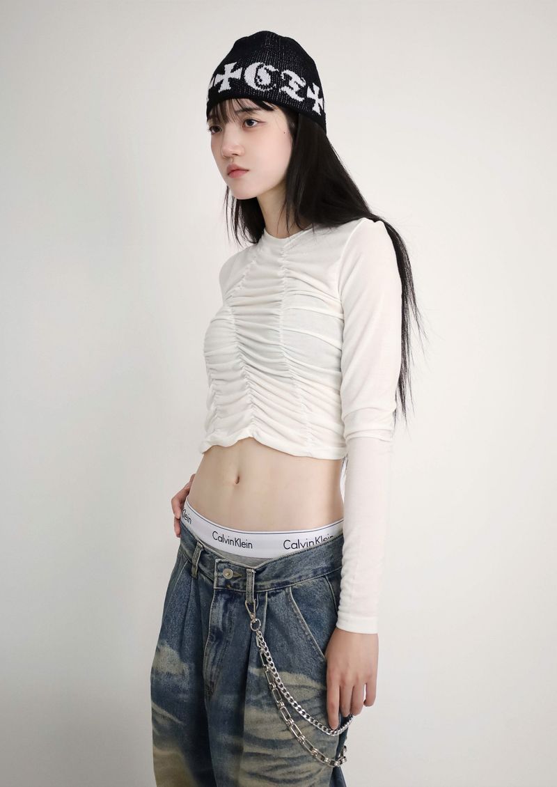 Shirred Asymmetrical T-Shirt
