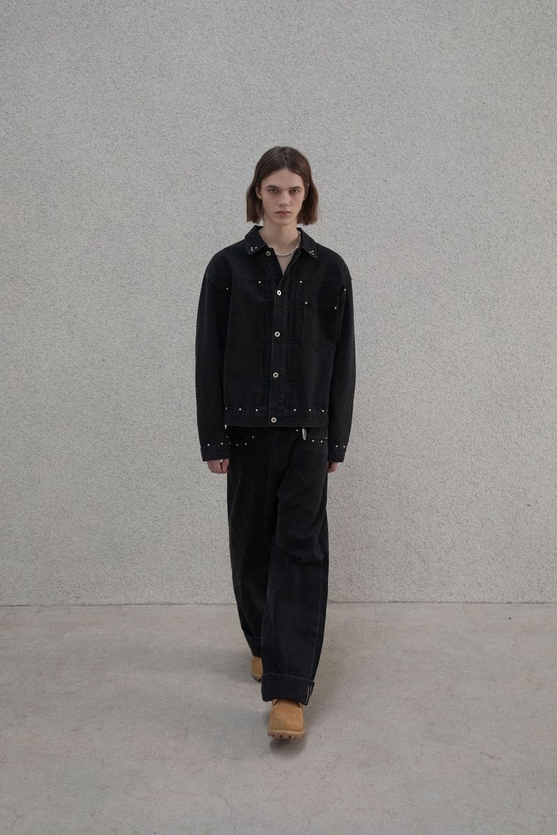 Studded selvage washed denim - Jacket