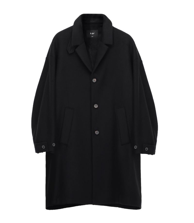 collar up single overfit coat black