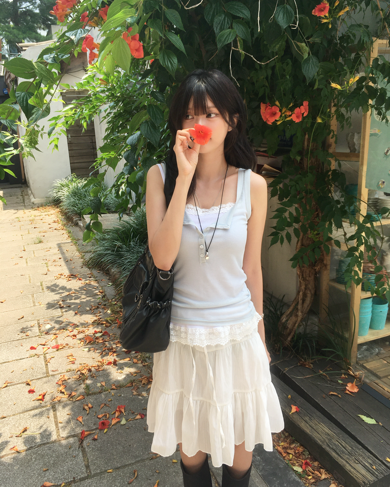 Tencel button sleeveless