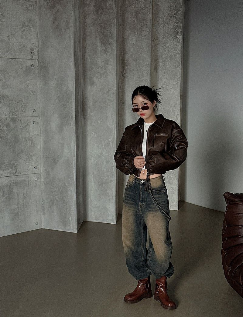 Leather Blouson Wellon Short Padded